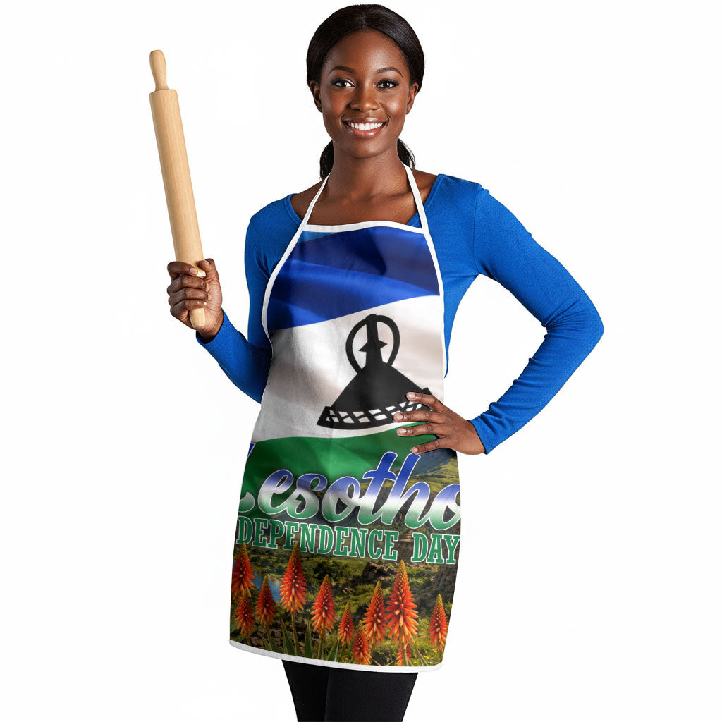 Lesotho Independence Day Apron National Flag Scenic Mountain Landscape And Floral
