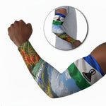 Lesotho Independence Day Arm Sleeves National Flag Scenic Mountain Landscape And Floral