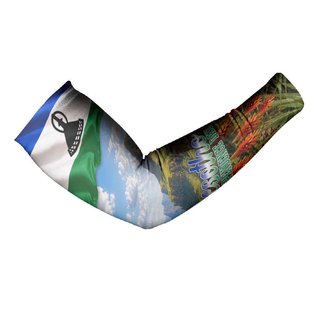 Lesotho Independence Day Arm Sleeves National Flag Scenic Mountain Landscape And Floral
