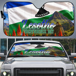 Lesotho Independence Day Auto Sun Shade National Flag Scenic Mountain Landscape And Floral