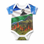 Lesotho Independence Day Baby Onesie National Flag Scenic Mountain Landscape And Floral