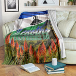 Lesotho Independence Day Blanket National Flag Scenic Mountain Landscape And Floral