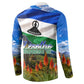 Lesotho Independence Day Button Sweatshirt National Flag Scenic Mountain Landscape And Floral