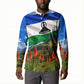 Lesotho Independence Day Button Sweatshirt National Flag Scenic Mountain Landscape And Floral