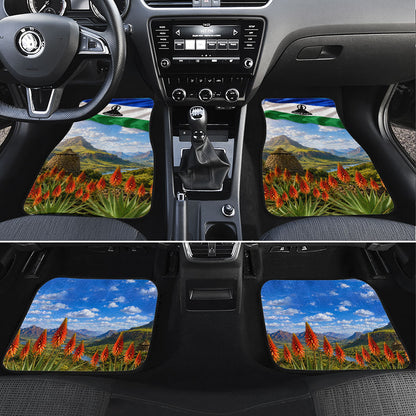 Lesotho Independence Day Car Mats National Flag Scenic Mountain Landscape And Floral
