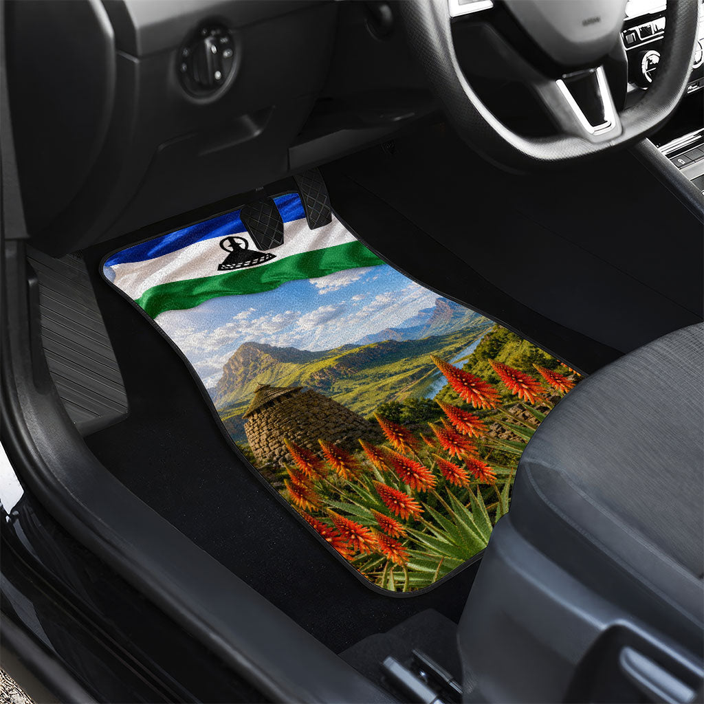 Lesotho Independence Day Car Mats National Flag Scenic Mountain Landscape And Floral