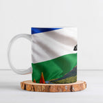 Lesotho Independence Day Ceramic Mug National Flag Scenic Mountain Landscape And Floral