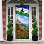 Lesotho Independence Day Door Cover National Flag Scenic Mountain Landscape And Floral