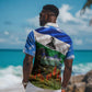 Lesotho Independence Day Hawaiian Shirt National Flag Scenic Mountain Landscape And Floral