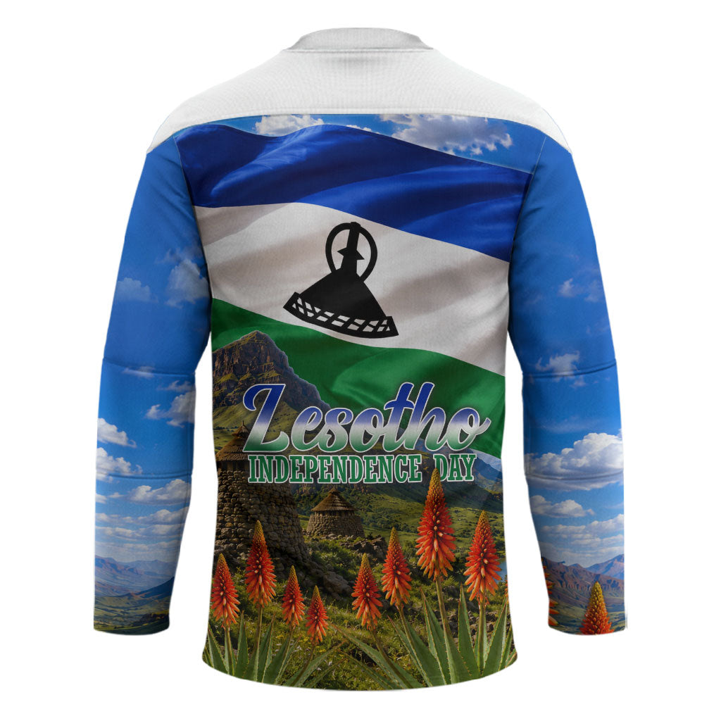 Lesotho Independence Day Hockey Jersey National Flag Scenic Mountain Landscape And Floral