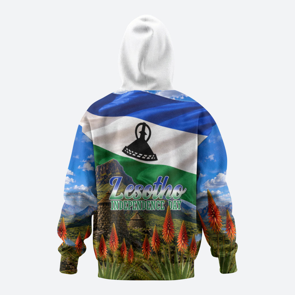 Lesotho Independence Day Hoodie National Flag Scenic Mountain Landscape And Floral