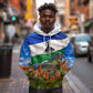 Lesotho Independence Day Hoodie National Flag Scenic Mountain Landscape And Floral