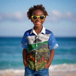 Lesotho Independence Day Kid Hawaiian Shirt National Flag Scenic Mountain Landscape And Floral