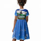 Lesotho Independence Day Kid Short Sleeve Dress National Flag Scenic Mountain Landscape And Floral