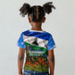 Lesotho Independence Day Kid T shirt National Flag Scenic Mountain Landscape And Floral