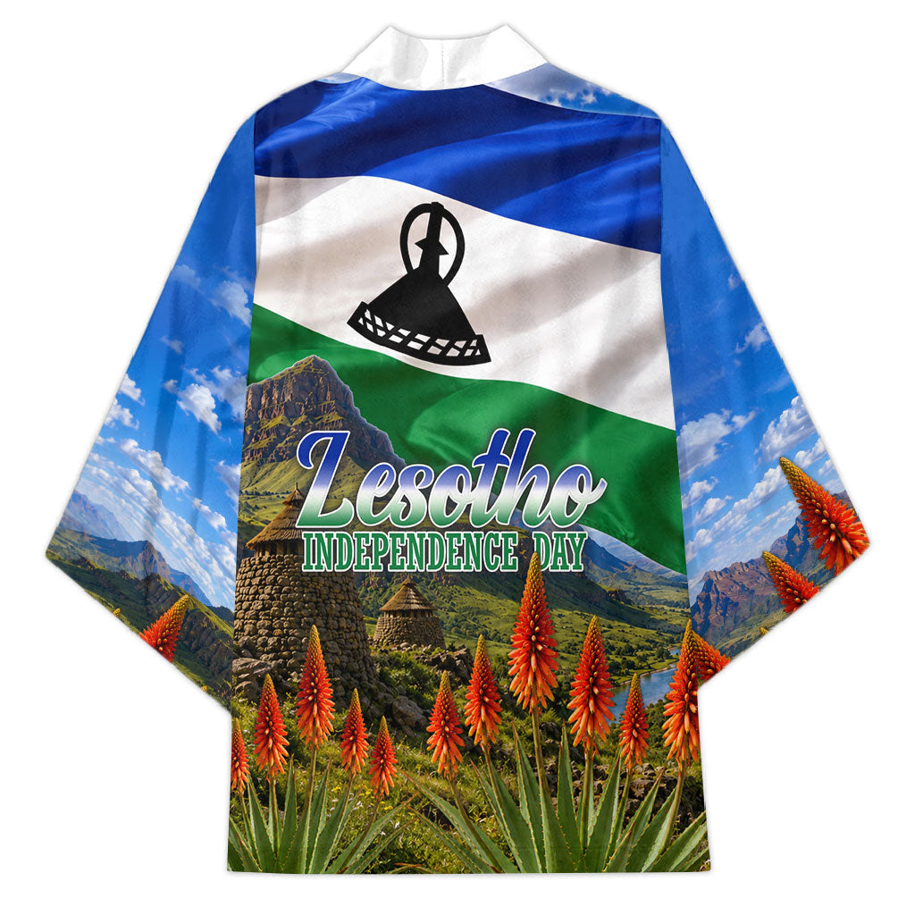 Lesotho Independence Day Kimono National Flag Scenic Mountain Landscape And Floral