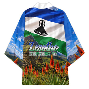 Lesotho Independence Day Kimono National Flag Scenic Mountain Landscape And Floral
