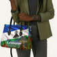 Lesotho Independence Day Leather Bag National Flag Scenic Mountain Landscape And Floral