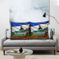 Lesotho Independence Day Pillow Cover National Flag Scenic Mountain Landscape And Floral