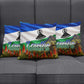 Lesotho Independence Day Pillow Cover National Flag Scenic Mountain Landscape And Floral