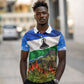Lesotho Independence Day Polo Shirt National Flag Scenic Mountain Landscape And Floral