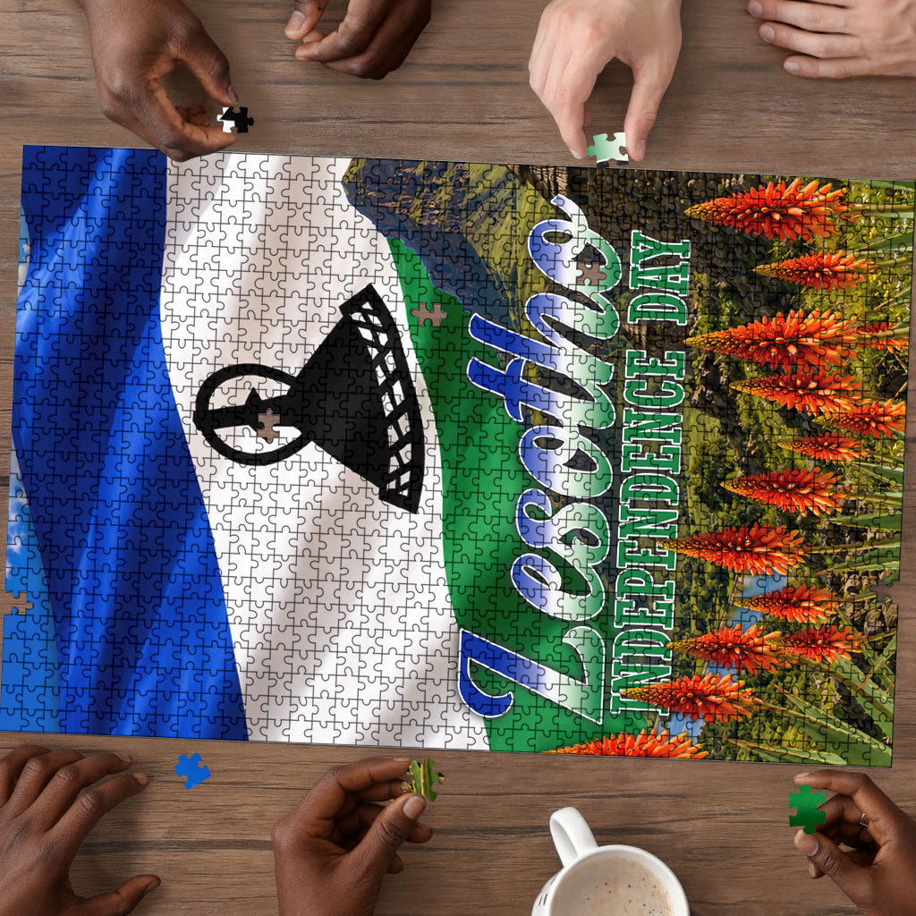 Lesotho Independence Day Puzzle National Flag Scenic Mountain Landscape And Floral