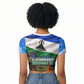 Lesotho Independence Day Raglan Cropped T shirt National Flag Scenic Mountain Landscape And Floral
