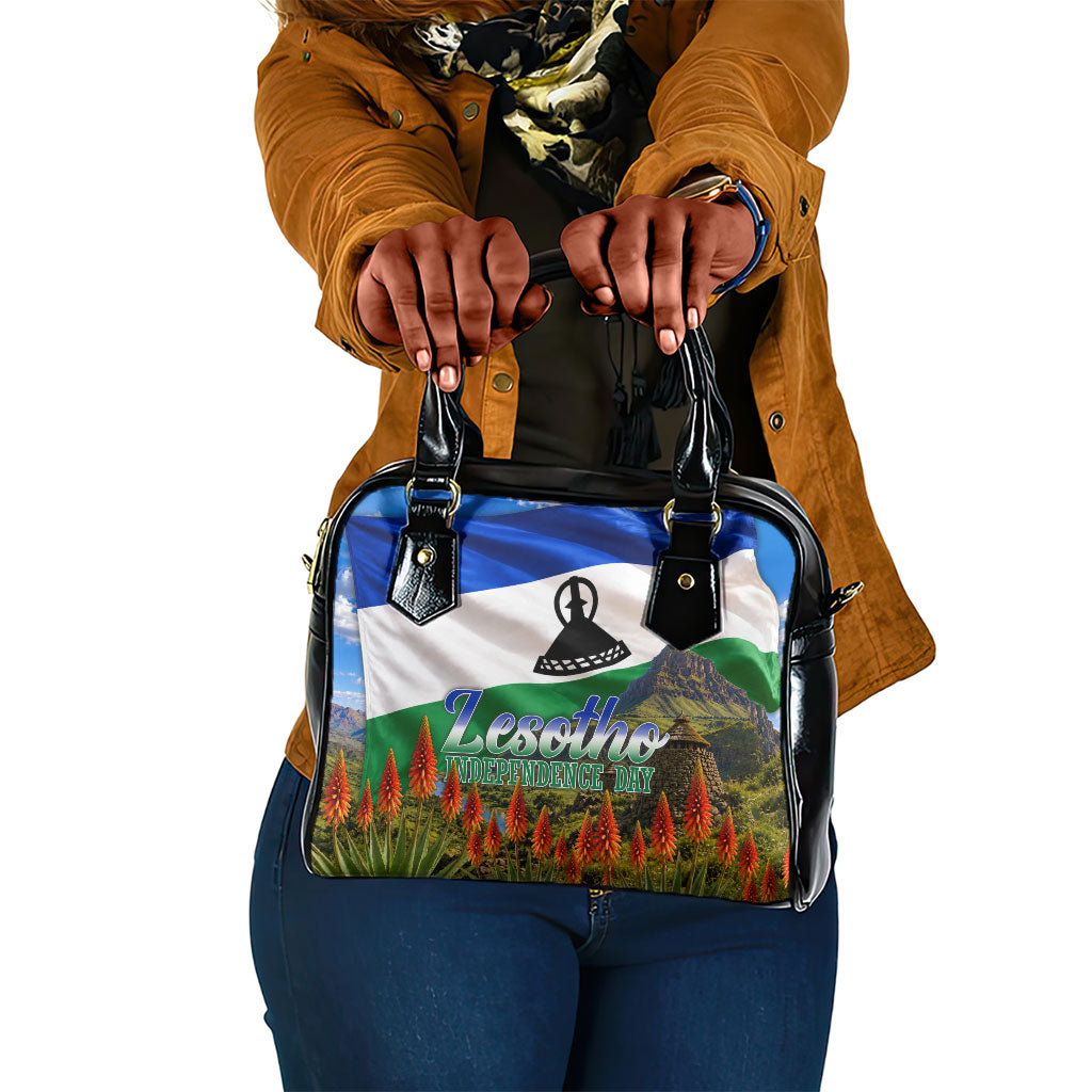 Lesotho Independence Day Shoulder Handbag National Flag Scenic Mountain Landscape And Floral