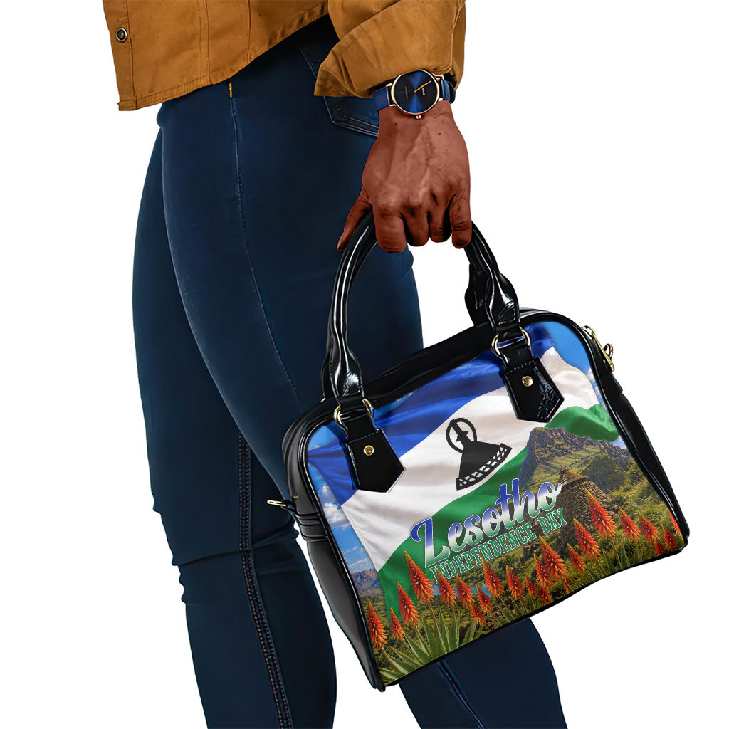 Lesotho Independence Day Shoulder Handbag National Flag Scenic Mountain Landscape And Floral