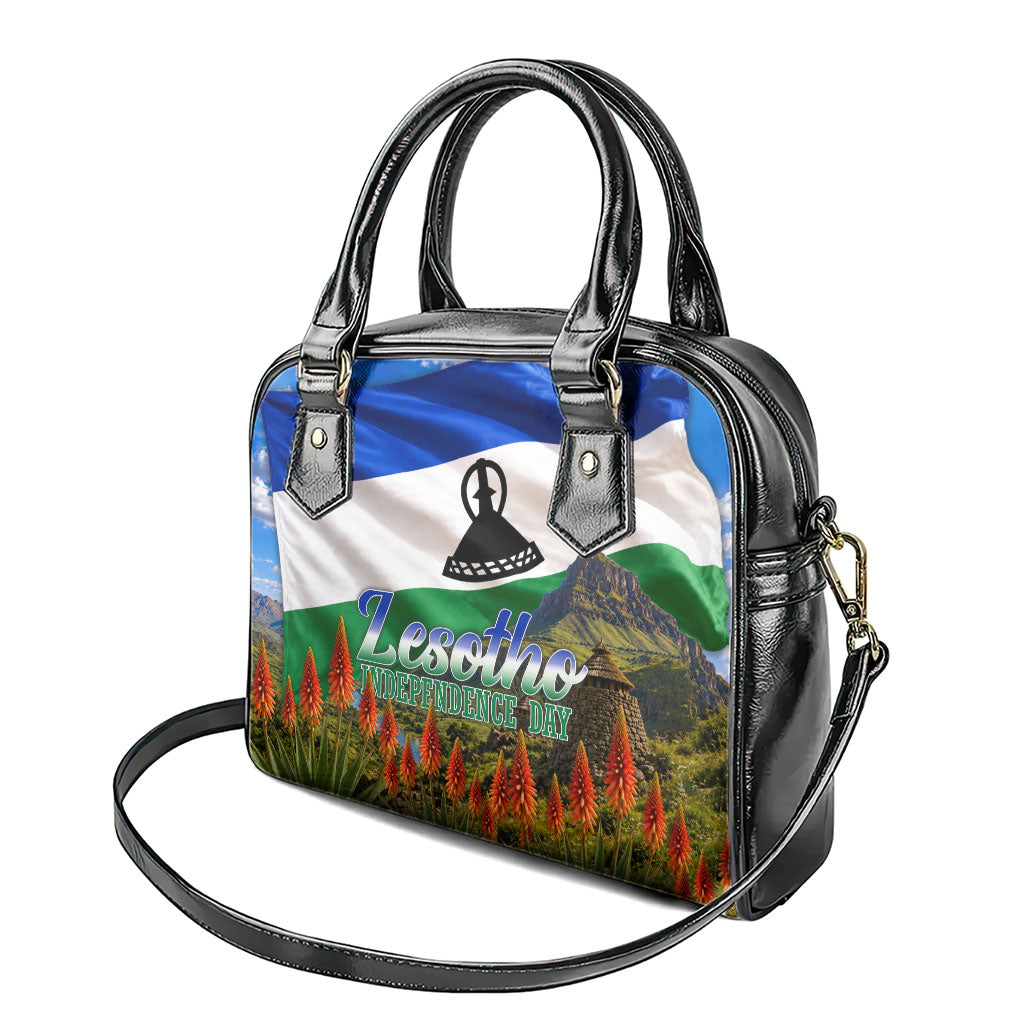Lesotho Independence Day Shoulder Handbag National Flag Scenic Mountain Landscape And Floral