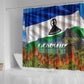 Lesotho Independence Day Shower Curtain National Flag Scenic Mountain Landscape And Floral