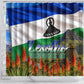 Lesotho Independence Day Shower Curtain National Flag Scenic Mountain Landscape And Floral