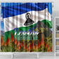 Lesotho Independence Day Shower Curtain National Flag Scenic Mountain Landscape And Floral