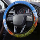 Lesotho Independence Day Steering Wheel Cover National Flag Scenic Mountain Landscape And Floral