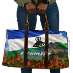 Lesotho Independence Day Travel Bag National Flag Scenic Mountain Landscape And Floral