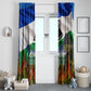 Lesotho Independence Day Window Curtain National Flag Scenic Mountain Landscape And Floral