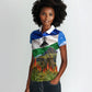 Lesotho Independence Day Women Polo Shirt National Flag Scenic Mountain Landscape And Floral
