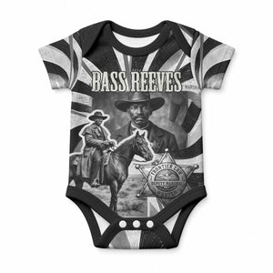 Bass Reeves Deputy Marshal Baby Onesie Black White Vintage Lawman Horse Badge Sunburst