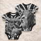 Bass Reeves Deputy Marshal Baby Onesie Black White Vintage Lawman Horse Badge Sunburst