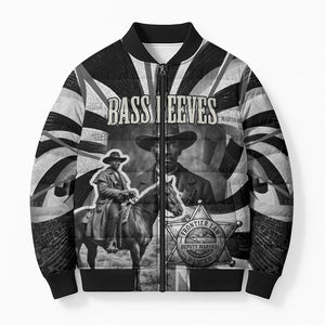 Bass Reeves Deputy Marshal Bomber Puffer Jacket Black White Vintage Lawman Horse Badge Sunburst