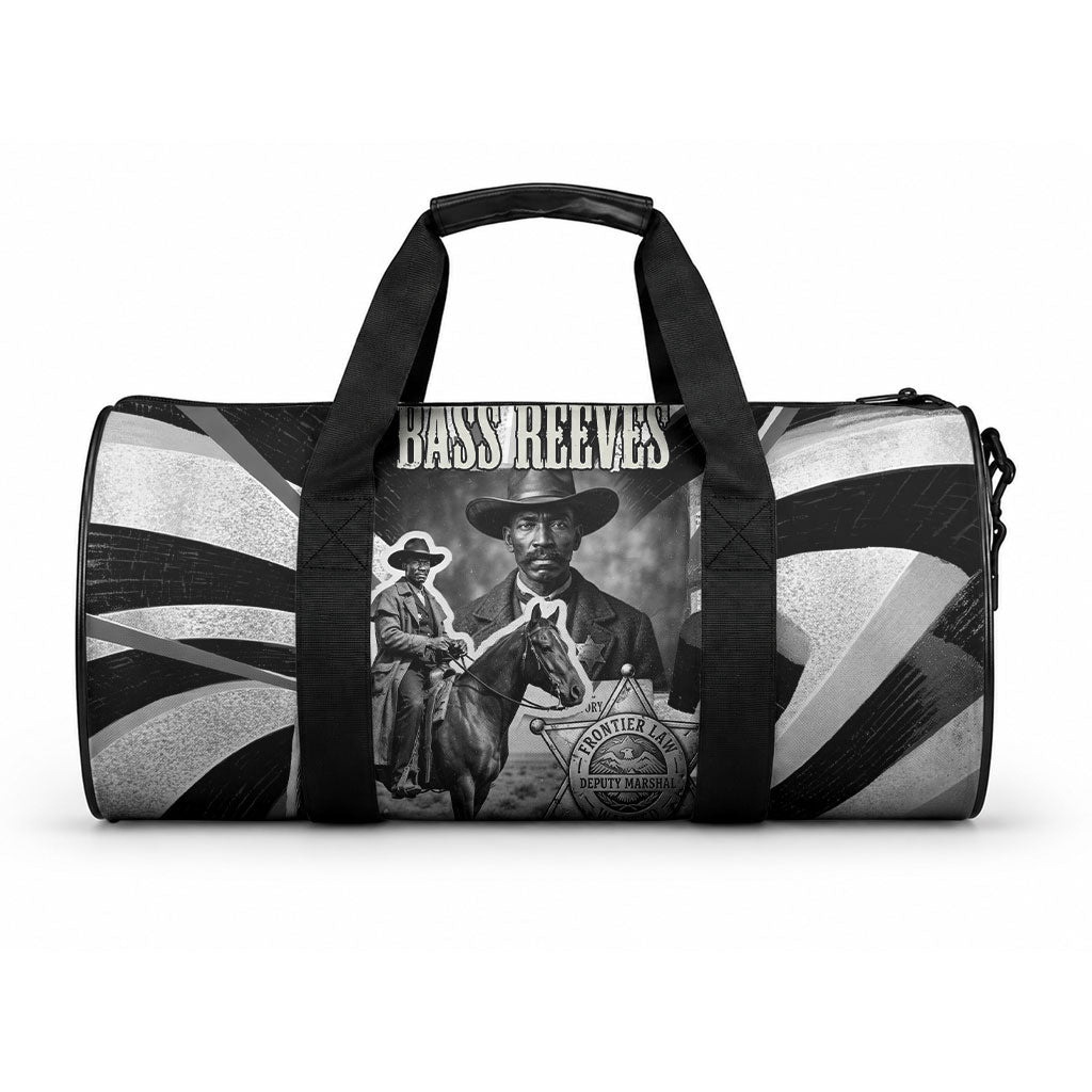 Bass Reeves Deputy Marshal Duffle Bag Black White Vintage Lawman Horse Badge Sunburst