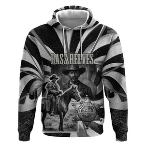 Bass Reeves Deputy Marshal Hoodie Black White Vintage Lawman Horse Badge Sunburst