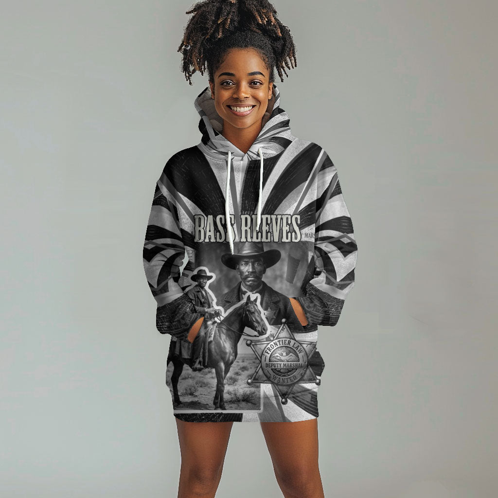 Bass Reeves Deputy Marshal Hoodie Dress Black White Vintage Lawman Horse Badge Sunburst