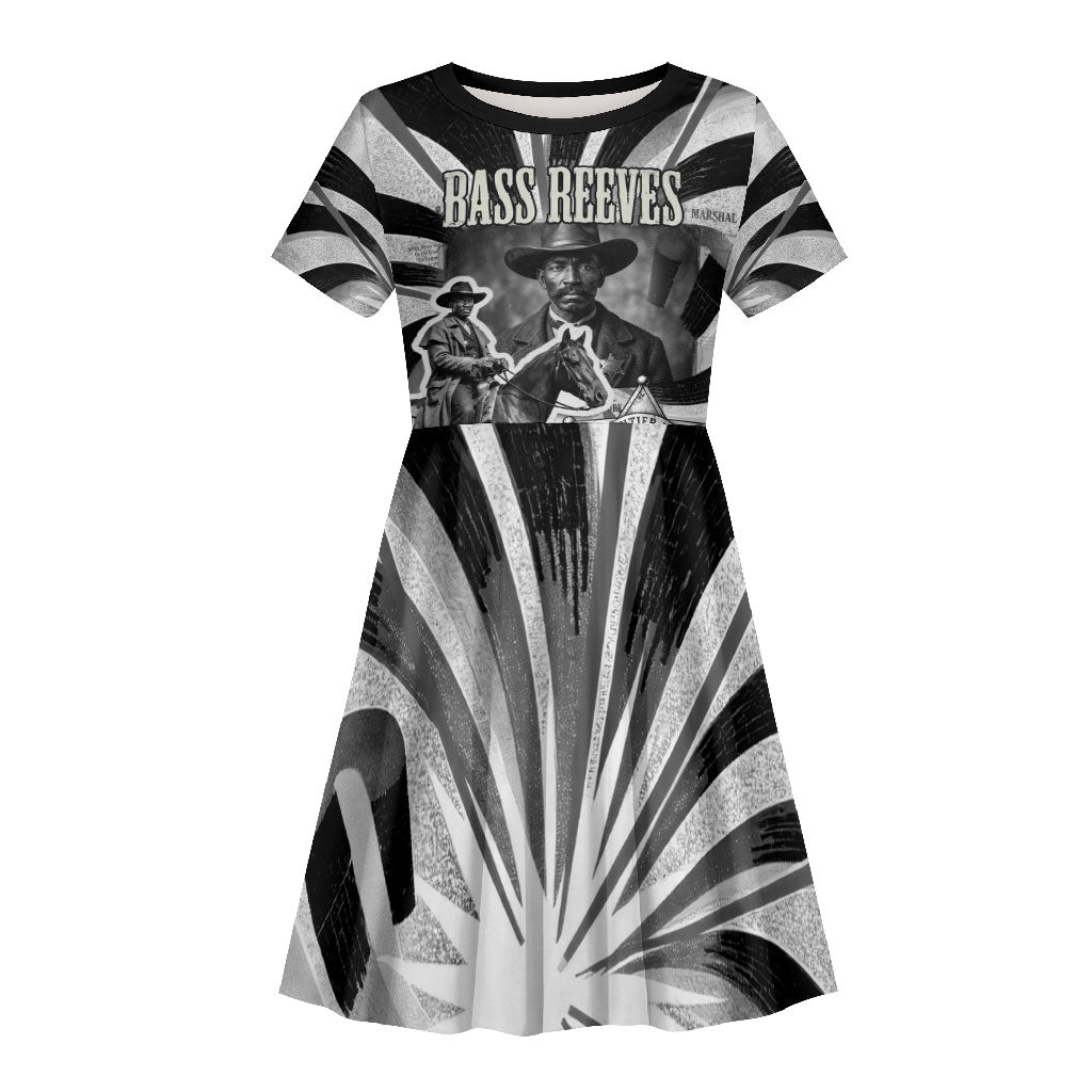 Bass Reeves Deputy Marshal Kid Short Sleeve Dress Black White Vintage Lawman Horse Badge Sunburst
