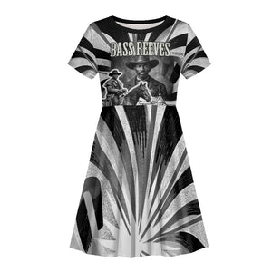 Bass Reeves Deputy Marshal Kid Short Sleeve Dress Black White Vintage Lawman Horse Badge Sunburst