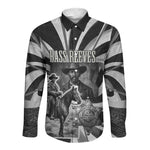 Bass Reeves Deputy Marshal Long Sleeve Button Shirt Black White Vintage Lawman Horse Badge Sunburst