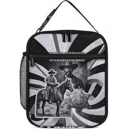 Bass Reeves Deputy Marshal Lunch Bag Black White Vintage Lawman Horse Badge Sunburst