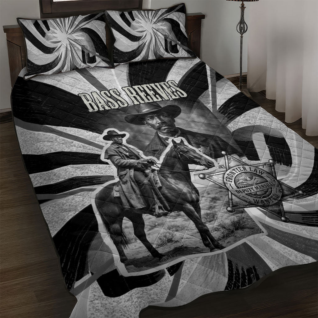 Bass Reeves Deputy Marshal Quilt Bed Set Black White Vintage Lawman Horse Badge Sunburst