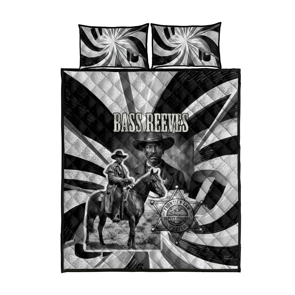 Bass Reeves Deputy Marshal Quilt Bed Set Black White Vintage Lawman Horse Badge Sunburst