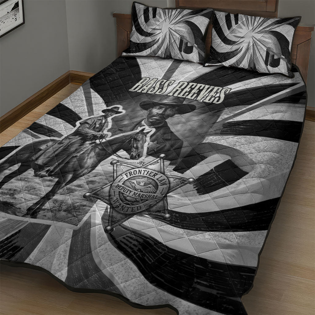 Bass Reeves Deputy Marshal Quilt Bed Set Black White Vintage Lawman Horse Badge Sunburst